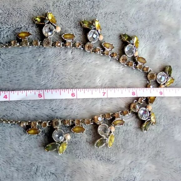 Vtg Goldtone Crystal Jeweled Choker Statement Necklace Rhinestone Toggle Closure - Picture 9 of 16